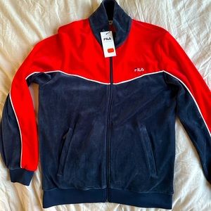Classic Fila velvet tennis warmup. M. Red/blue
